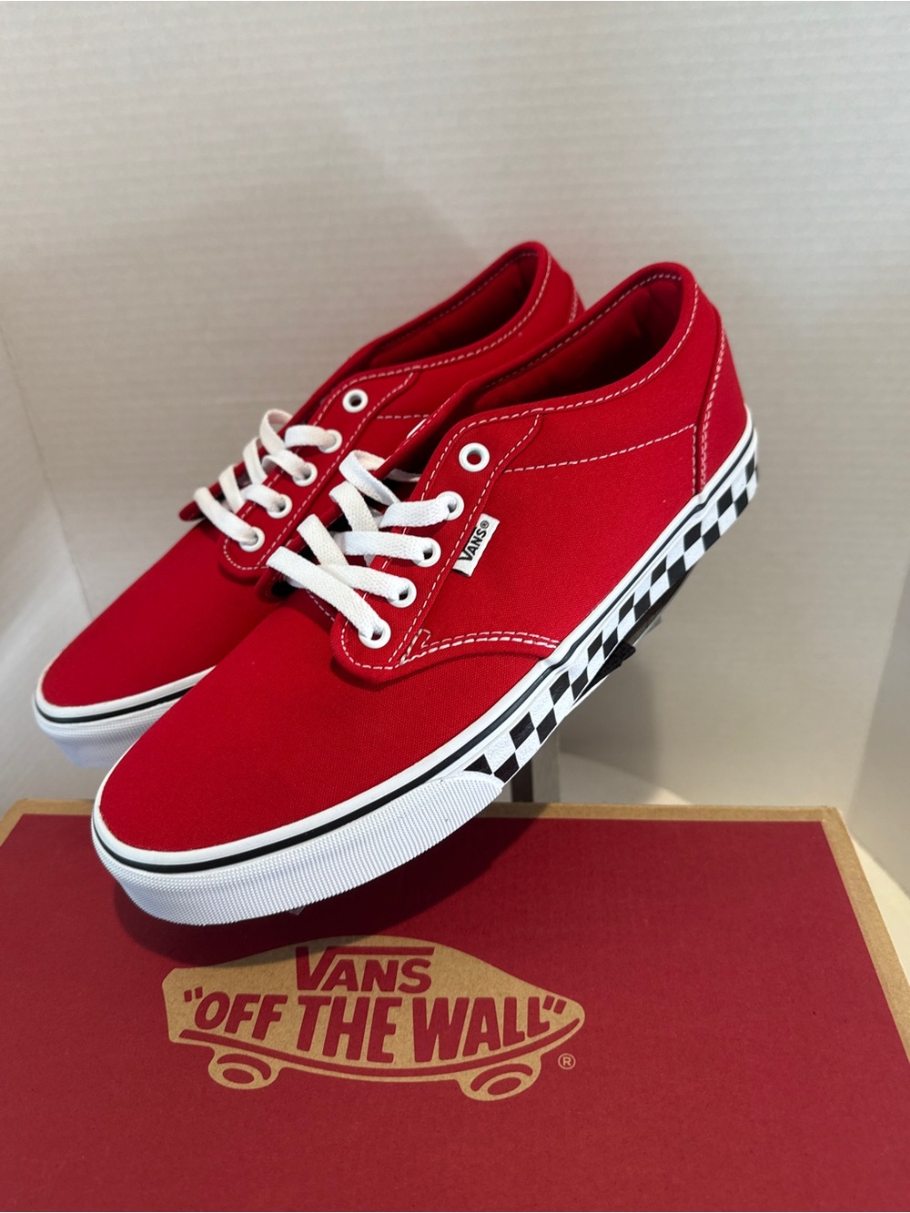 Vans Atwood Checker Sidewall Shoe VN0A5HTRRED - Red White Black Size 10